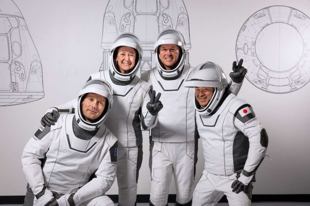 PHOTO: The crew for the second long-duration SpaceX Crew Dragon mission to the International Space Station, NASA’s SpaceX Crew-2, are pictured during a training session at the SpaceX training facility in Hawthorne, Calif.