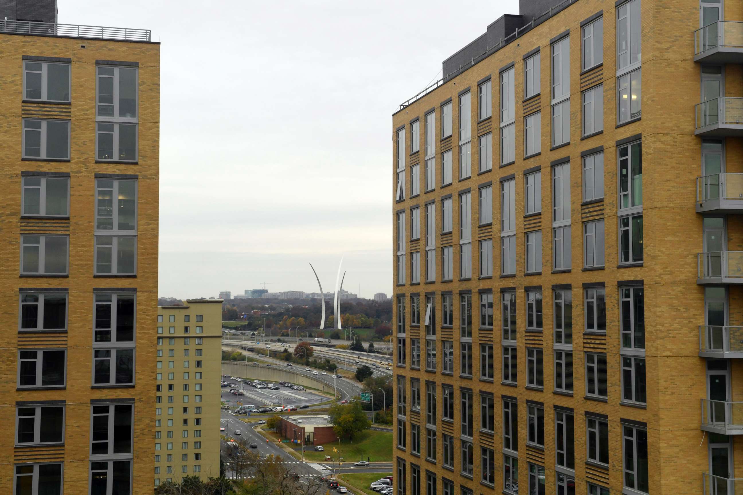 PHOTO: This Friday, Nov. 9, 2018, photo shows a view of Crystal City, Va., and the United States Air Force Memorial as seen from a revolving restaurant.