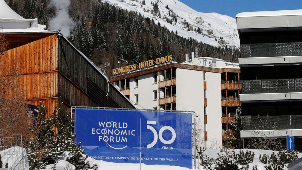 PHOTO: A sign is pictured at the Congress Center ahead of the World Economic Forum (WEF) annual meeting in Davos, Switzerland, Jan. 20, 2020.