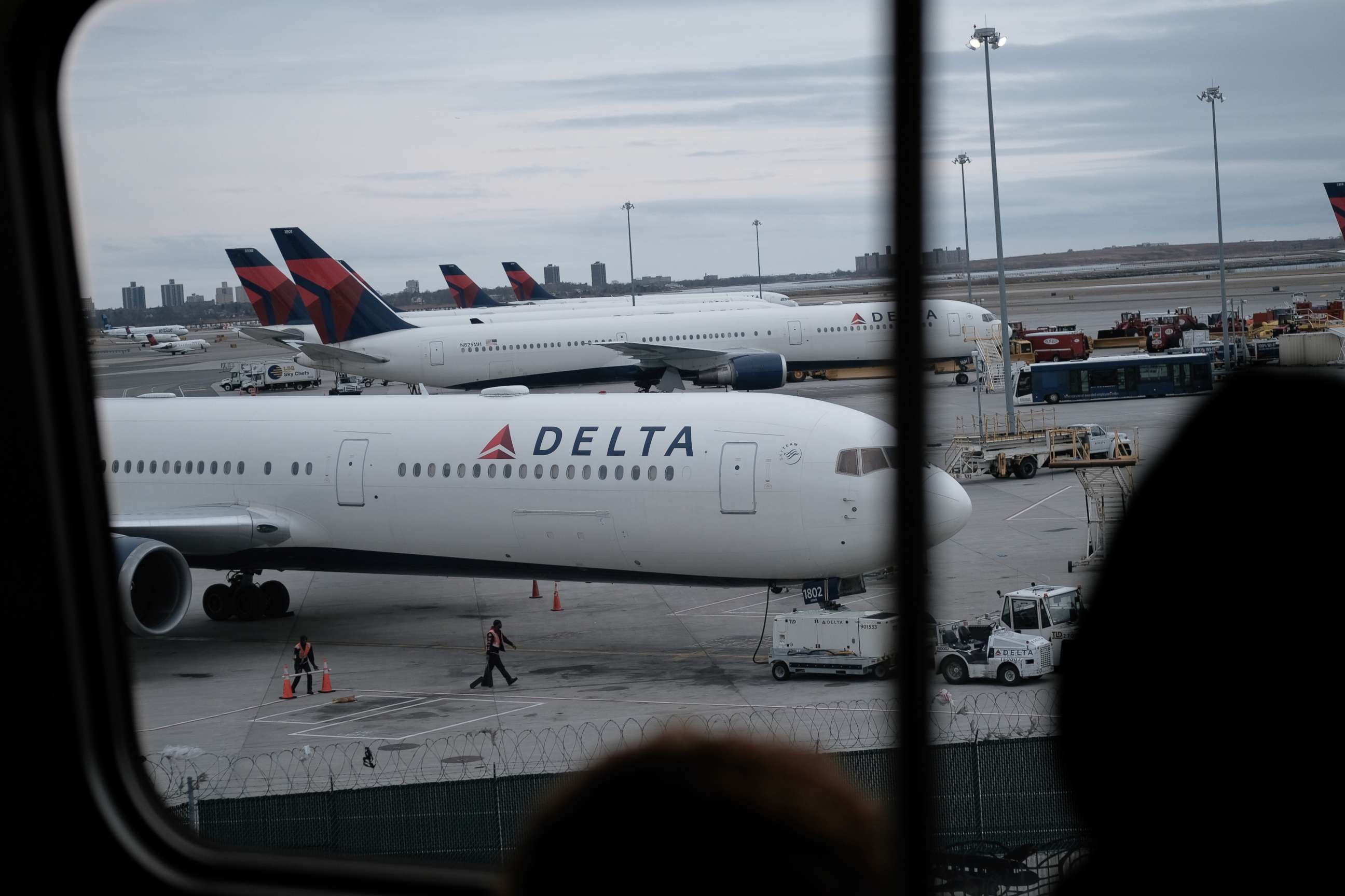 PHOTO: Delta airplanes sit on the tarmac at John F. Kennedy Airport on Jan. 31, 2020, in New York.