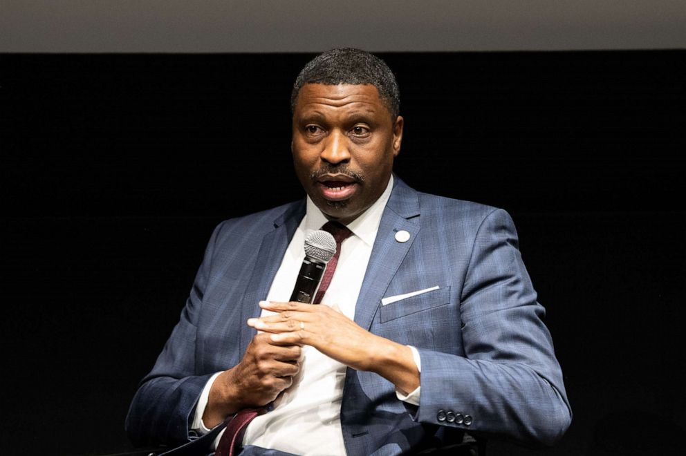 PHOTO: In this Aug. 2, 2018, file photo, President/CEO of the NAACP Derrick Johnson speaks onstage at the ICON MANN And CAA In Conversation With Derrick Johnson at CAA in Los Angeles.