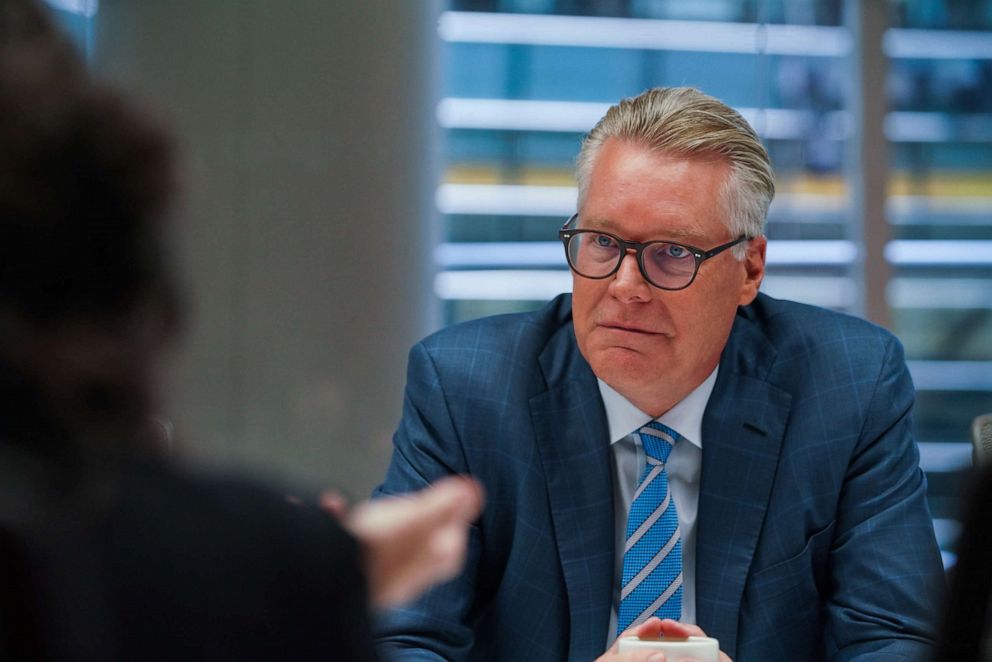 PHOTO: Edward Bastian, chief executive officer of Delta Air Lines Inc., listens during an interview in New York, Sept. 18, 2019.