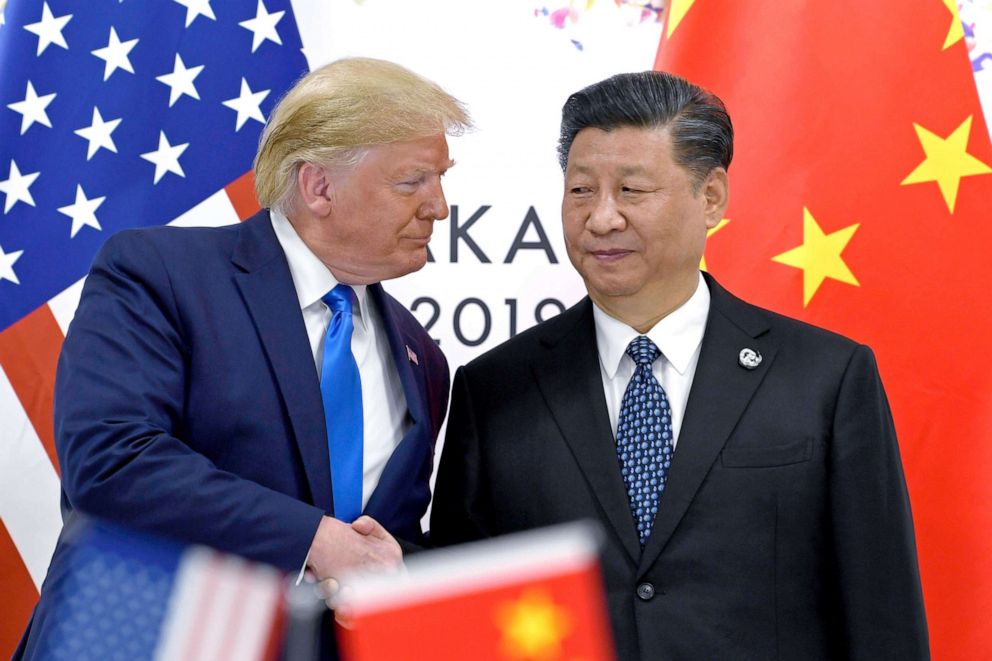 PHOTO: President Donald Trump shakes hands with Chinese President Xi Jinping during a meeting on the sidelines of the G-20 summit in Osaka, Japan, June 29, 2019. 
