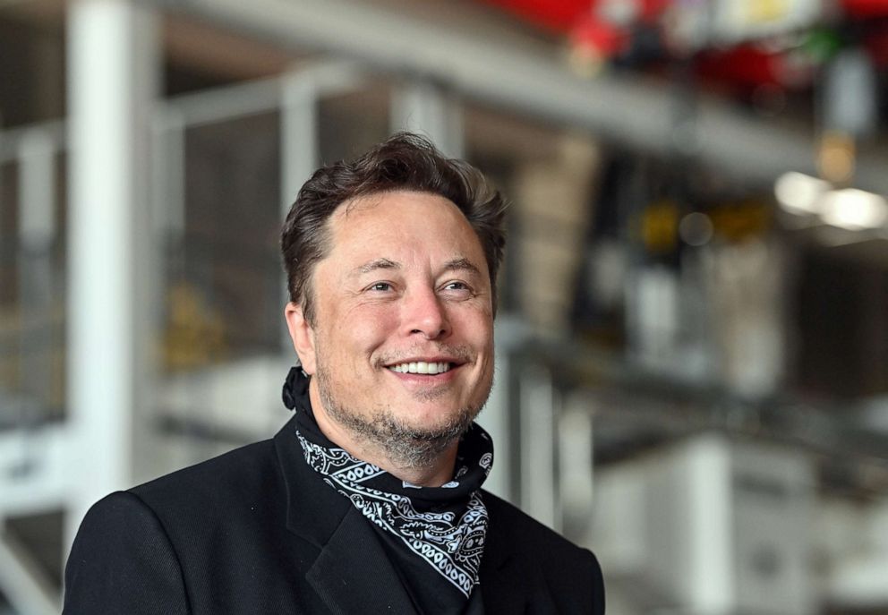 PHOTO: Elon Musk, Tesla CEO, stands in the foundry of the Tesla Gigafactory during a press event, Aug. 13, 2021, in Brandenburg, Germany. 