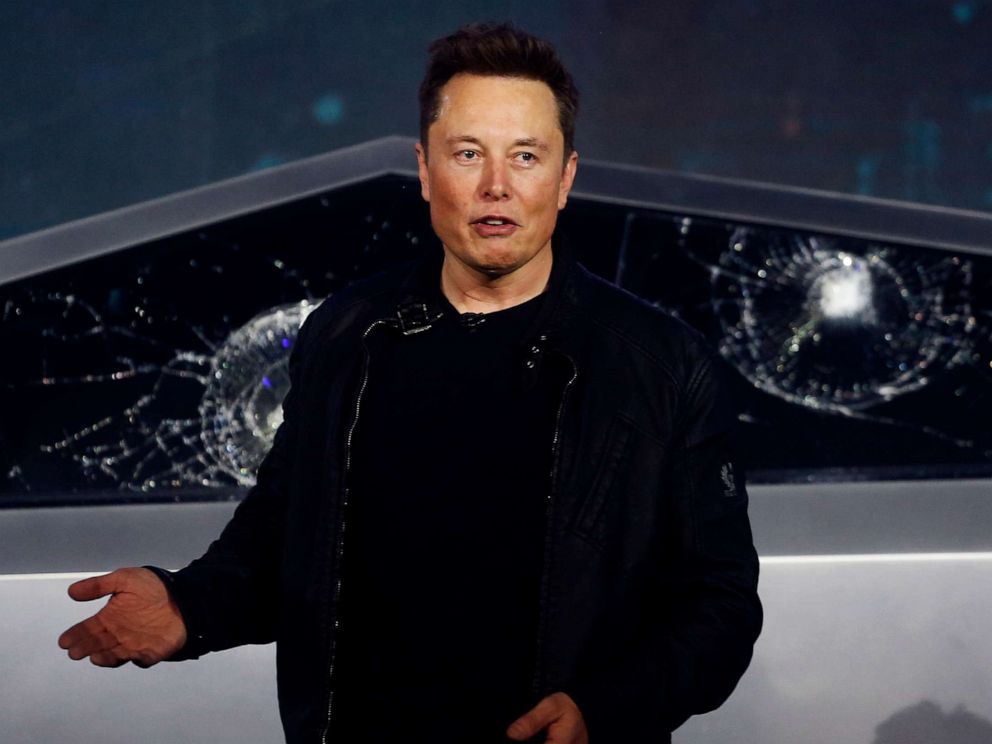 PHOTO: Tesla CEO Elon Musk introduces the Cybertruck at Tesla's design studio in Hawthorne, Calif.