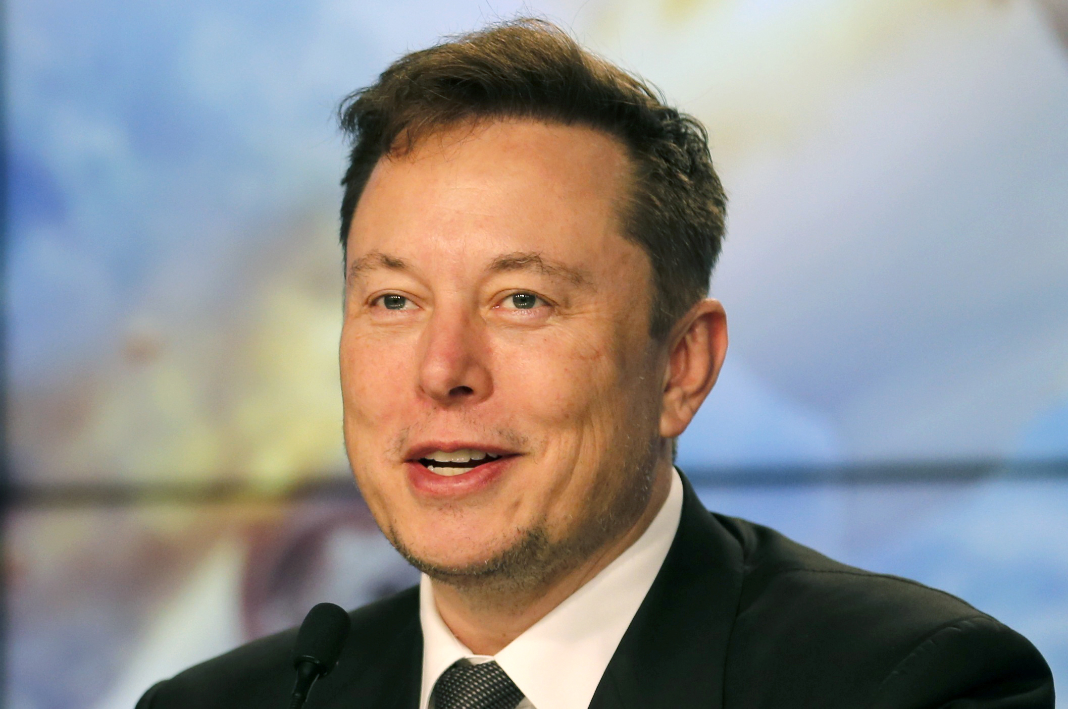 PHOTO: SpaceX founder and chief engineer Elon Musk speaks at a post-launch news conference to discuss the  SpaceX Crew Dragon astronaut capsule in-flight abort test at the Kennedy Space Center in Cape Canaveral, Florida, Jan. 19, 2020.