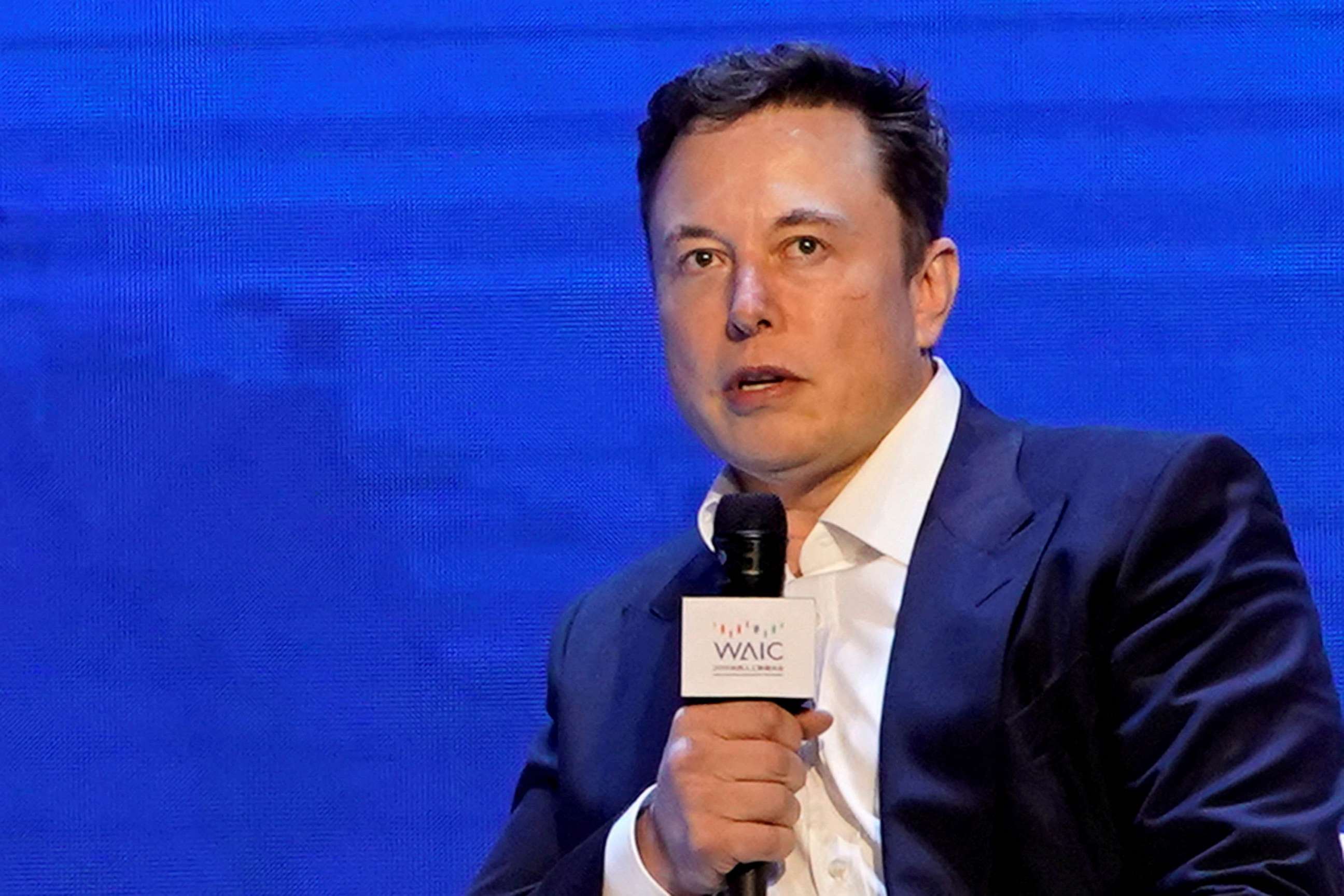 PHOTO: Tesla Inc CEO Elon Musk attends the World Artificial Intelligence Conference (WAIC) in Shanghai, China August 29, 2019.