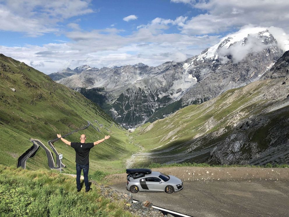 PHOTO: Erik Dietz and his Nardo Gray R8 at the Stelvio Pass in 2018.