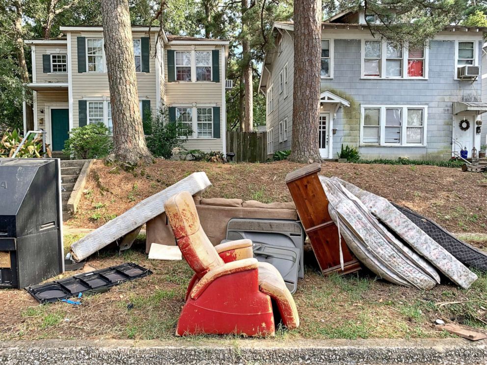 PHOTO: Household goods are placed in front of a home in Shreveport, La., July 31, 2021.