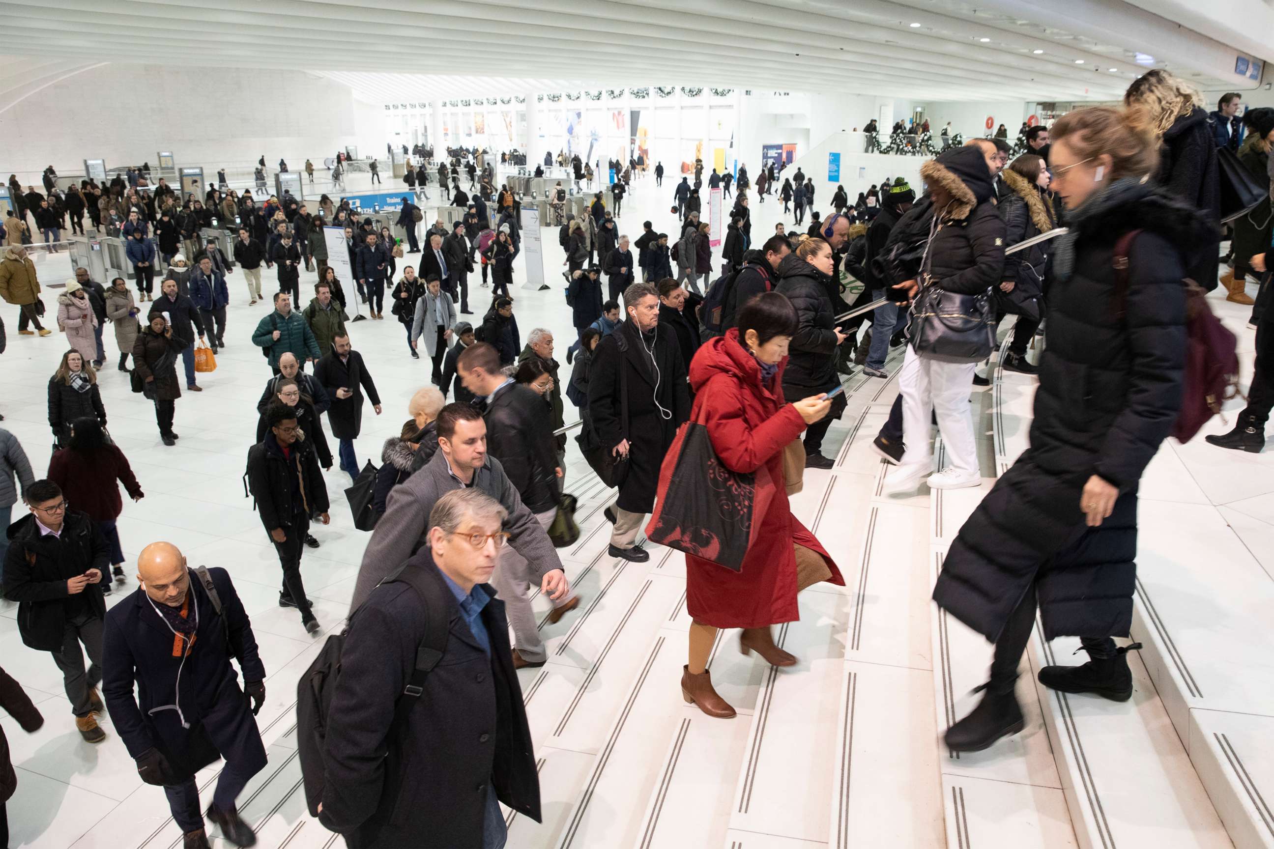 PHOTO: In this Dec. 4, 2019 file photo commuters pass through the World Trade Center in New York.