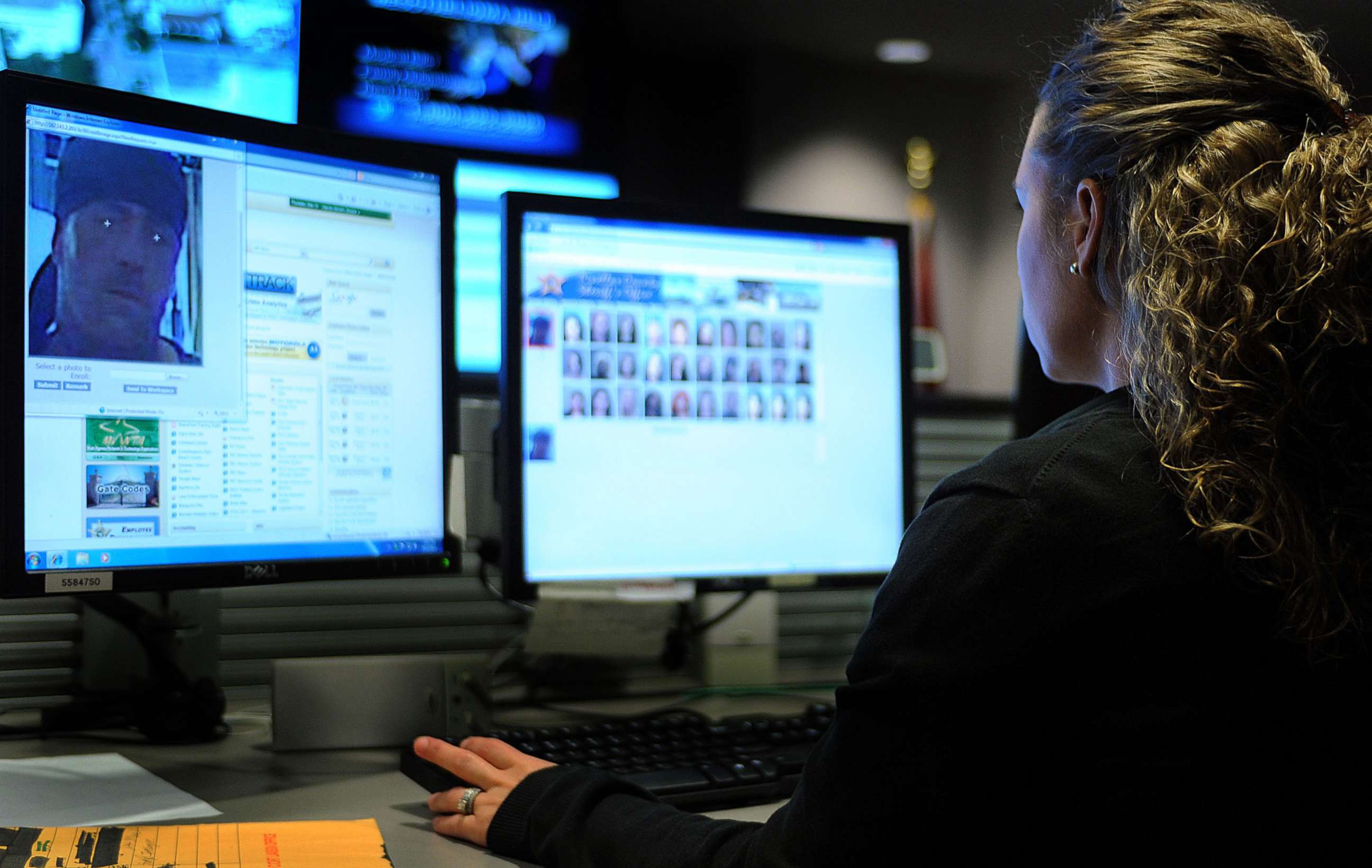 PHOTO: Nicole Hardy-Smith with the Palm Beach Sheriff's Office, uses a facial recognition software tool to provide identity resolution on cold cases, May 22, 2018.