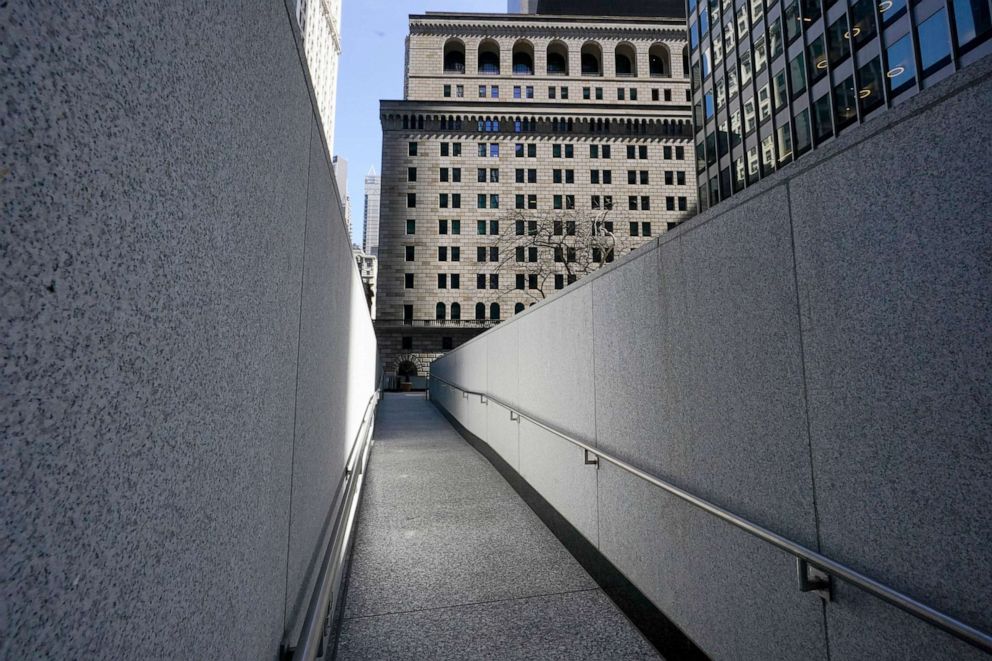 PHOTO: The Federal Reserve Bank of New York building is seen, March 23, 2021 in New York's Financial District.
