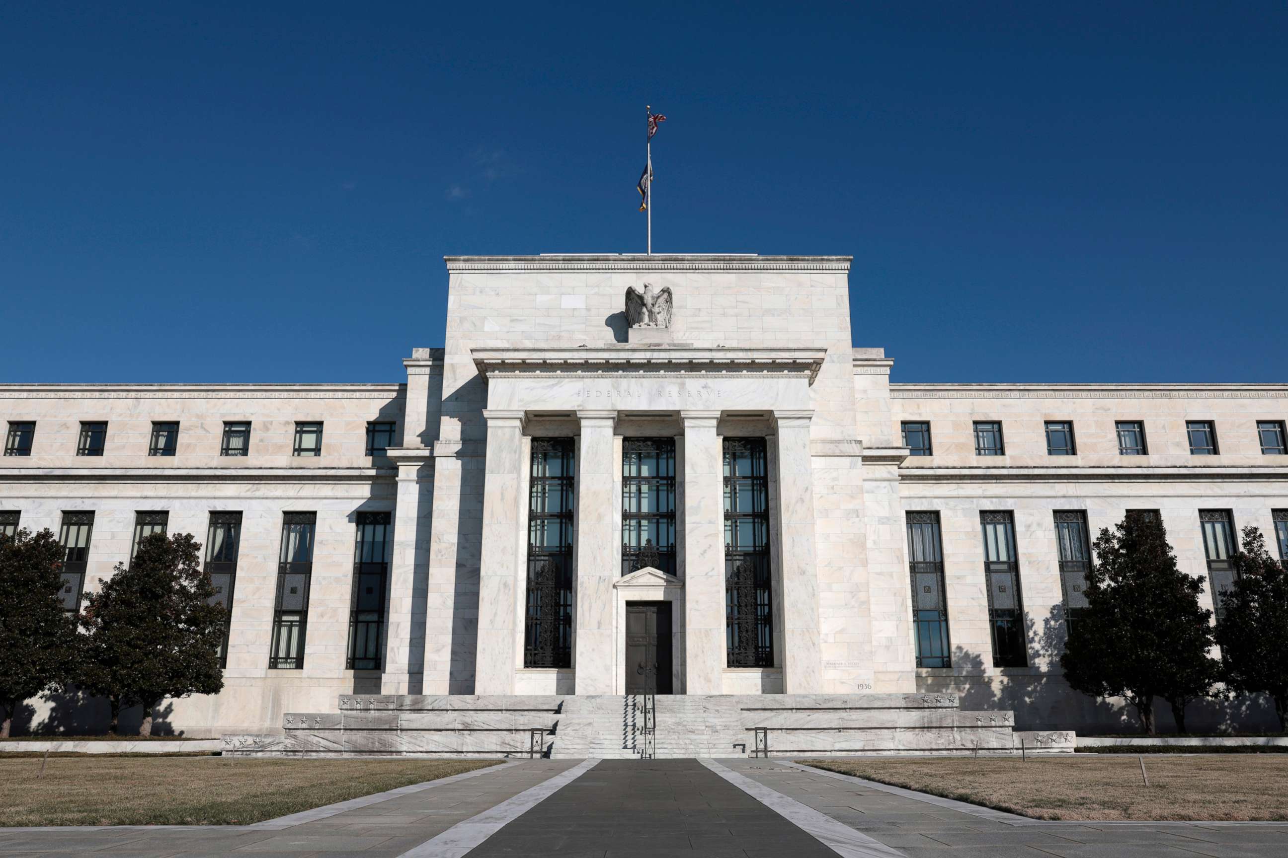 PHOTO: A view of the Marriner S. Eccles Federal Reserve building on Jan. 26, 2022, in Washington, D.C.