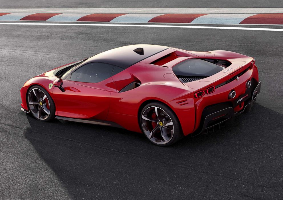 PHOTO: Ferrari SF90 Stradale hybrid sports car is displayed at the company's base in Maranello, Italy, May 29, 2019.