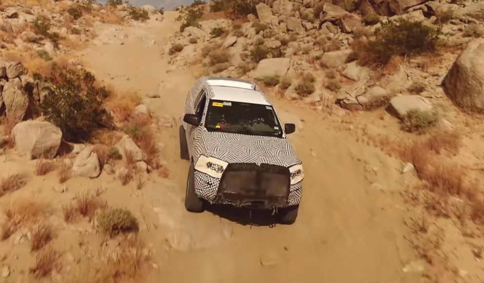 PHOTO: In this screen grab from a promotional video, a camouflaged Ford Bronco 4X4 is shown. The SUV's official reveal is slated for July.