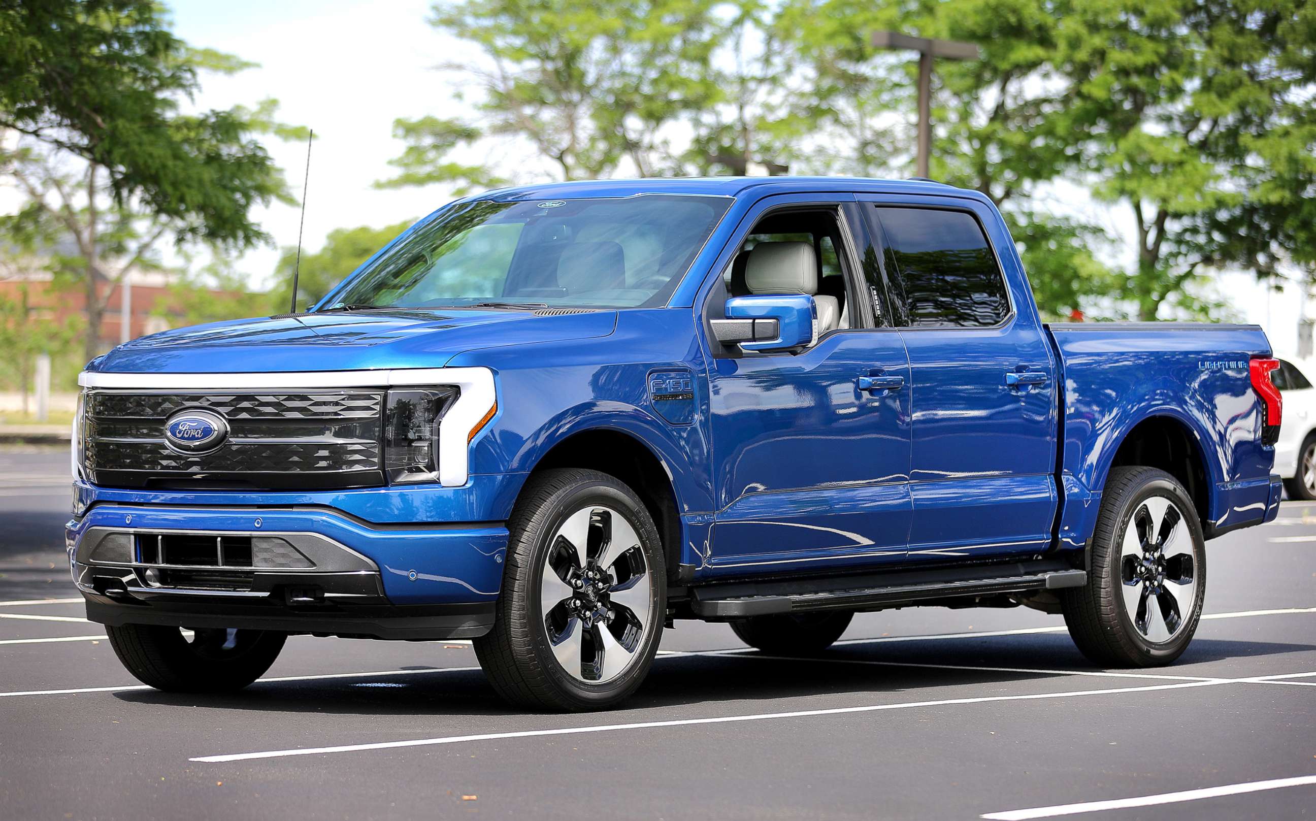 PHOTO: The new Ford F-150 Lightning electric truck is tested in Boston on June 11, 2022.