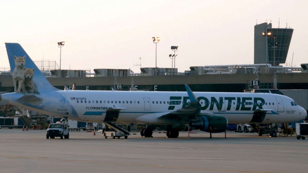 PHOTO: A Frontier Airlines jet at Philadelphia International Airport, June 1, 2018, in Philadelphia.