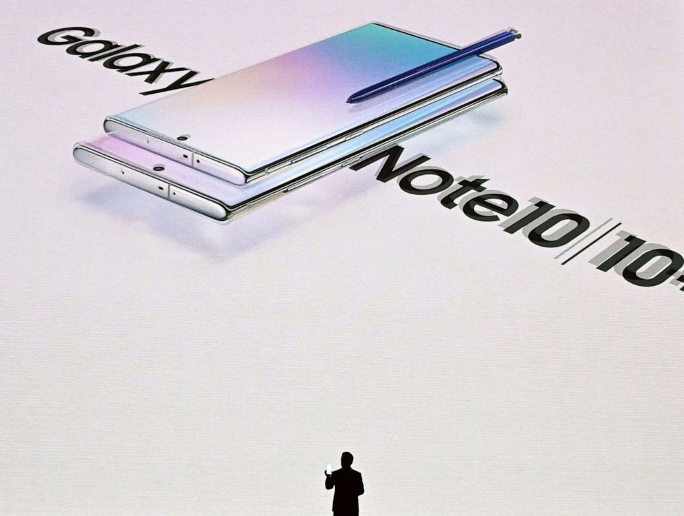 PHOTO: Samsung Electronics President and CEO Dong Jin Koh speaks during the launch event of the Galaxy Note 10 at the Barclays Center in Brooklyn, New York on August 7, 2019. 