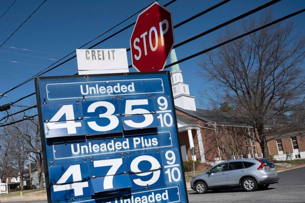 PHOTO: A car passes a gas station in Annapolis, Maryland, March 14, 2022.