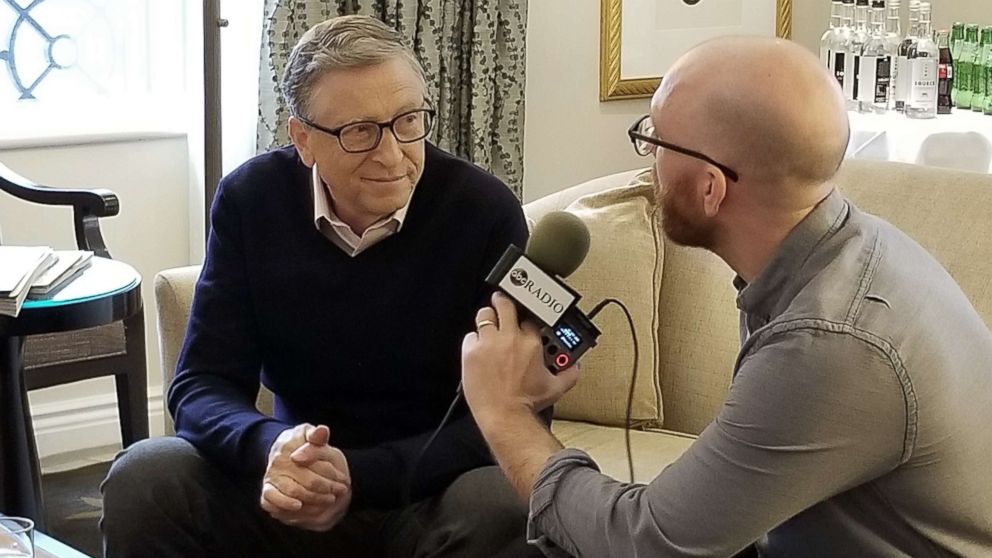 PHOTO: Bill Gates is interviewed by ABC News' Brad Mielke, Feb. 12, 2019. 