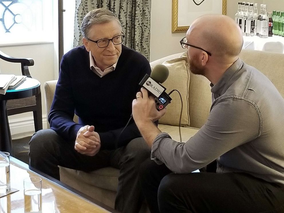 PHOTO: Bill Gates is interviewed by ABC News' Brad Mielke, Feb. 12, 2019. 