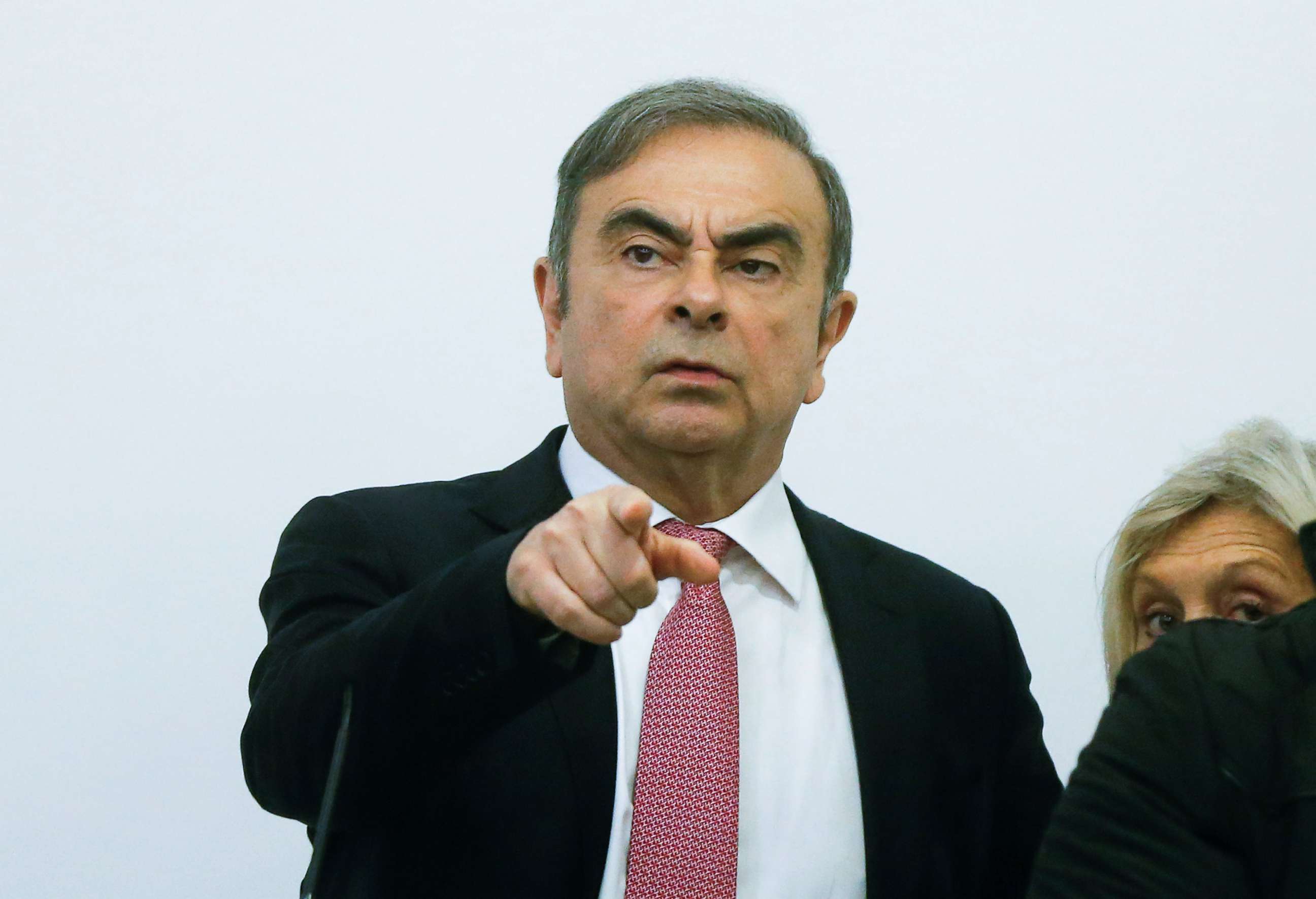 PHOTO: Former Nissan chairman Carlos Ghosn gestures during a news conference at the Lebanese Press Syndicate in Beirut, Lebanon, Jan. 8, 2020.