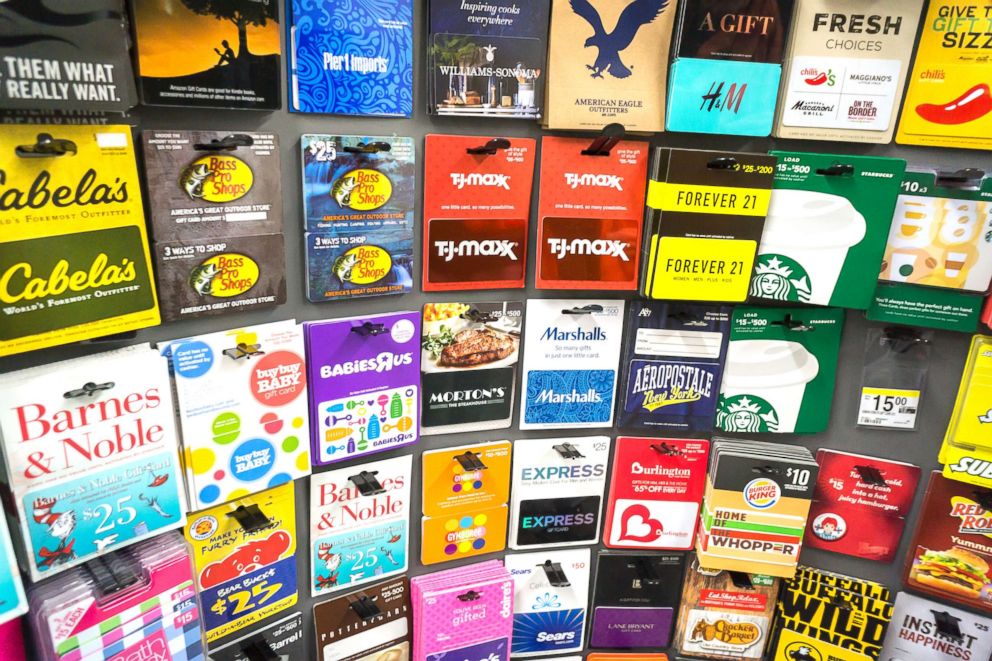 PHOTO: A selection of gift cards are displayed in a store in New York, March 8, 2016.