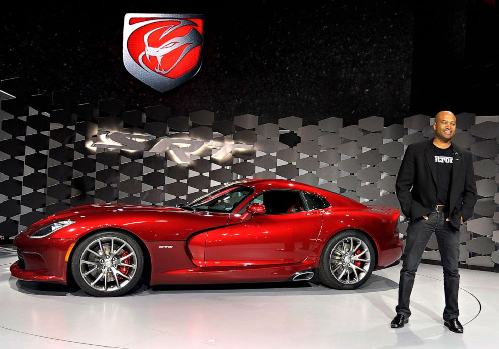 PHOTO: Ralph Gilles, president and CEO of SRT Brand for Chrysler Group LLC, unveils the Dodge SRT Viper at the New York International Auto Show in New York City, April 4, 2012.