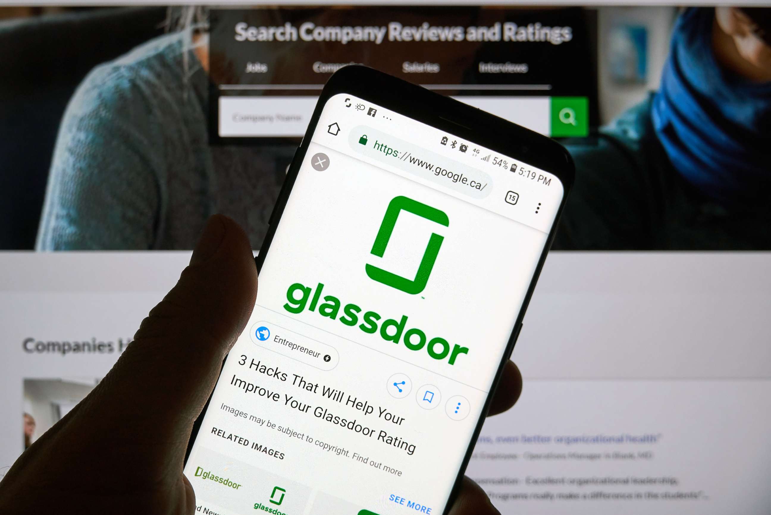 PHOTO: Glassdoor app and logo is seen here in this Dec. 23, 2018 file photo in Montreal.