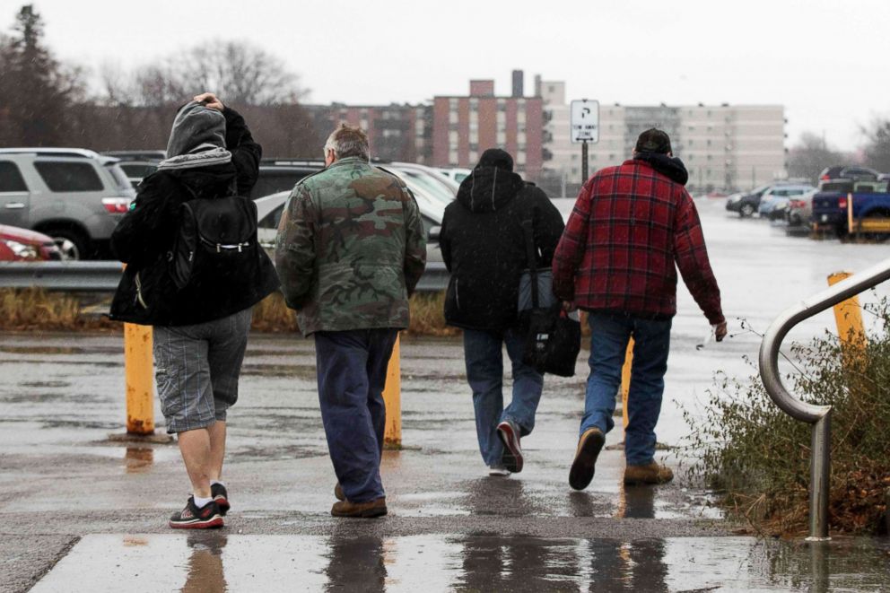 PHOTO: General Motors workers leave the Oshawa General Motors plant in Oshawa, Ontario, Nov. 26, 2018.