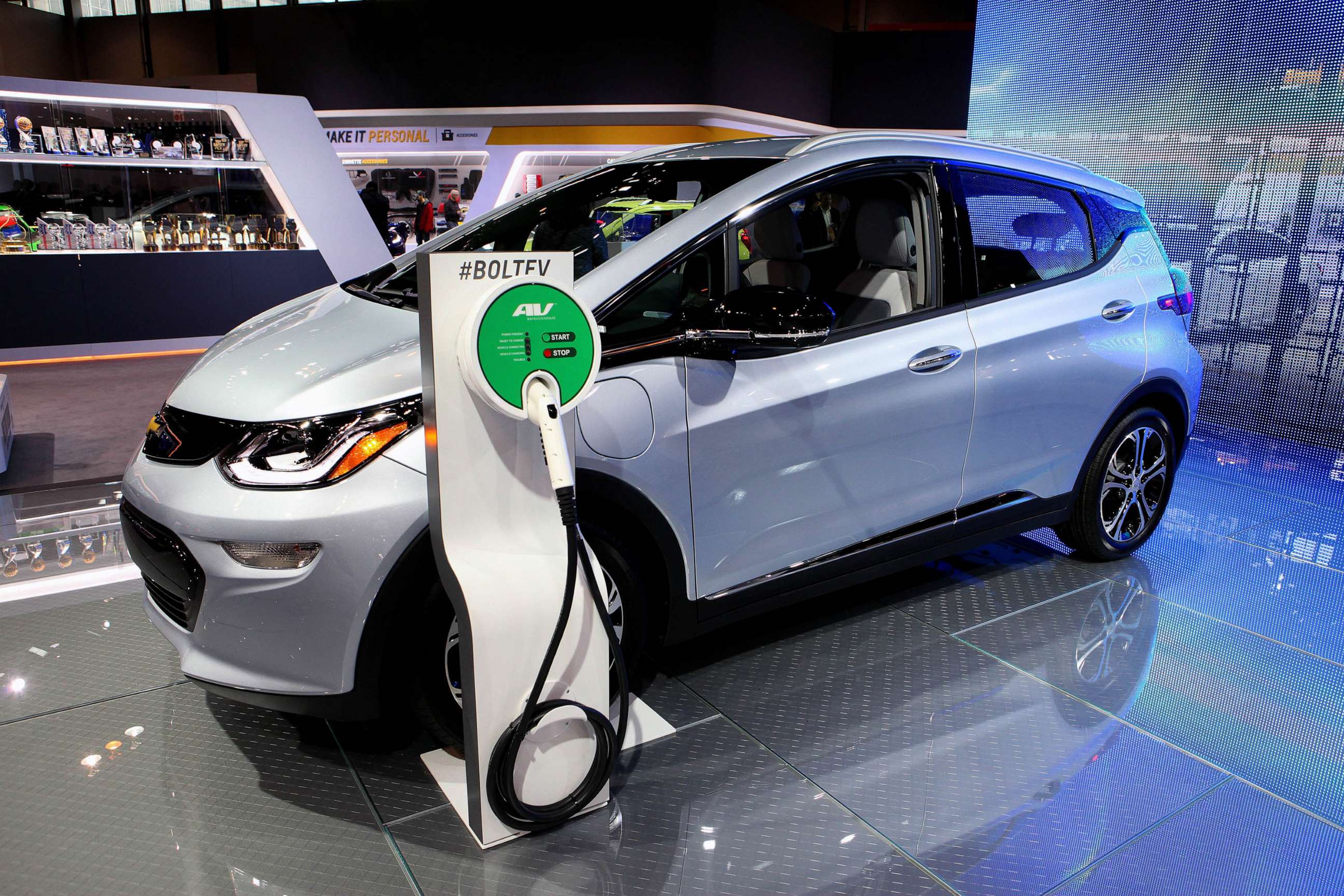 PHOTO: FILE - 2017 Chevrolet Bolt EV is on display at the 109th Annual Chicago Auto Show at McCormick Place in Chicago, Feb. 10, 2017.