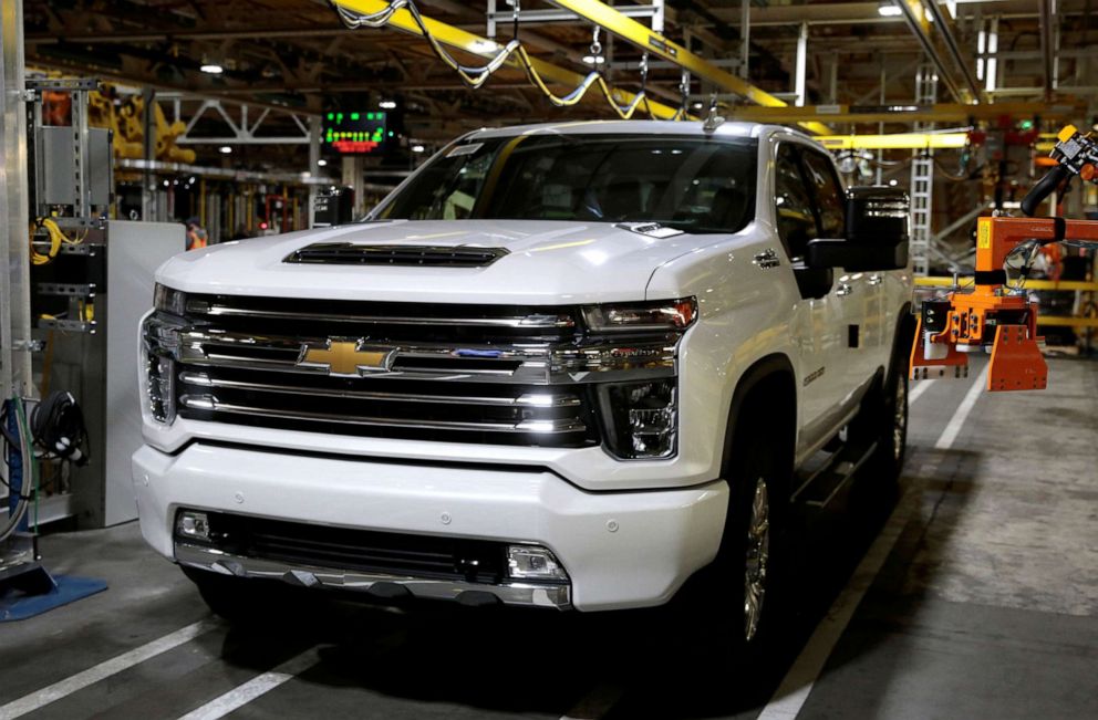 PHOTO: In this Feb. 5, 2019, file photo, a Chevrolet 2020 heavy-duty pickup truck is seen at the General Motors Flint Assembly Plant in Flint, Mich.