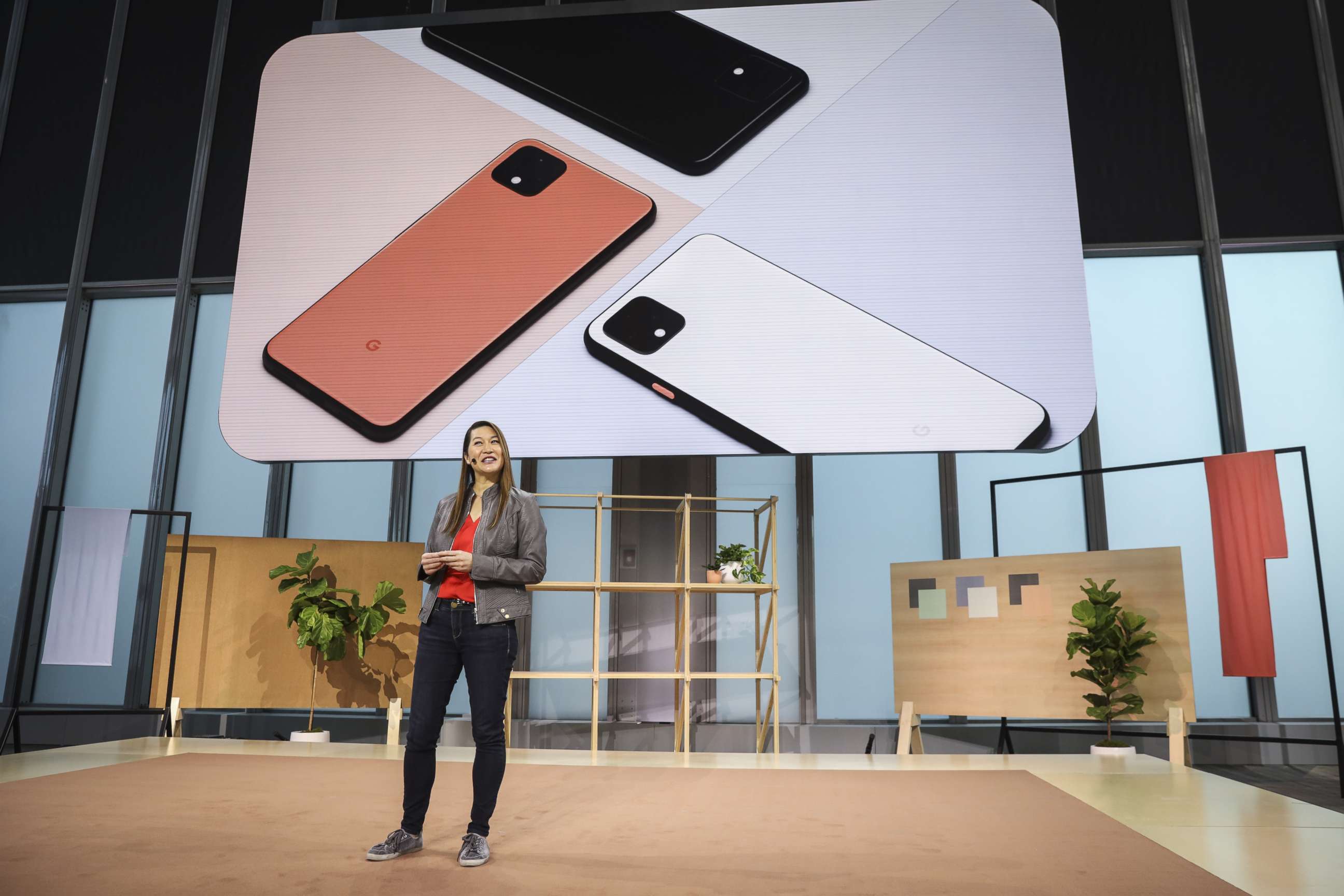 PHOTO: Sabrina Ellis, Google vice president of product management, introduces the new Google Pixel 4 smartphone during a Google launch event, Oct. 15, 2019, in New York. 