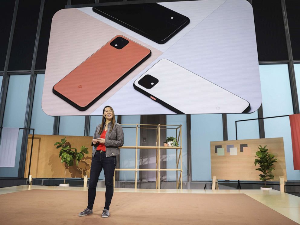 PHOTO: Sabrina Ellis, Google vice president of product management, introduces the new Google Pixel 4 smartphone during a Google launch event, Oct. 15, 2019, in New York.