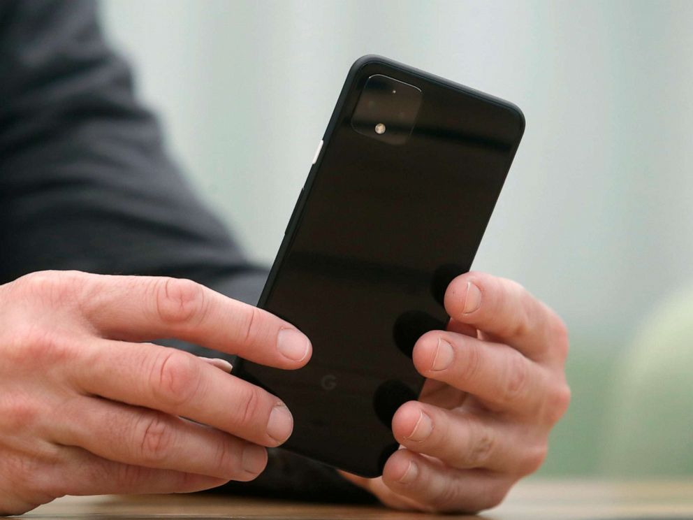 PHOTO: Rick Osterloh, SVP of Google Hardware holds a new Pixel 4 phone while interviewed in Mountain View, Calif., Sept. 24, 2019.