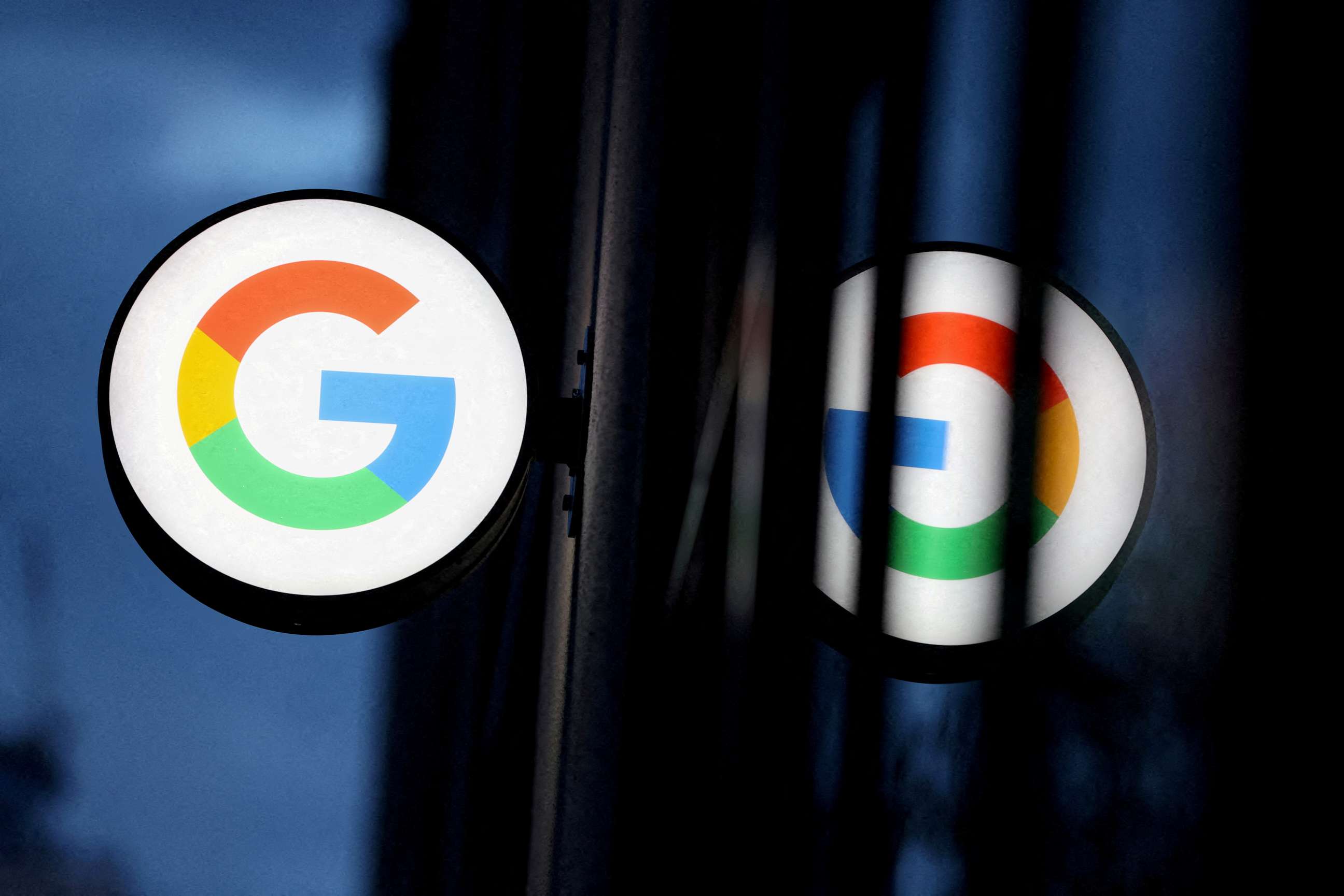 FILE PHOTO: The logo for Google is seen at the Google Store Chelsea in New York City on Nov. 17, 2021.