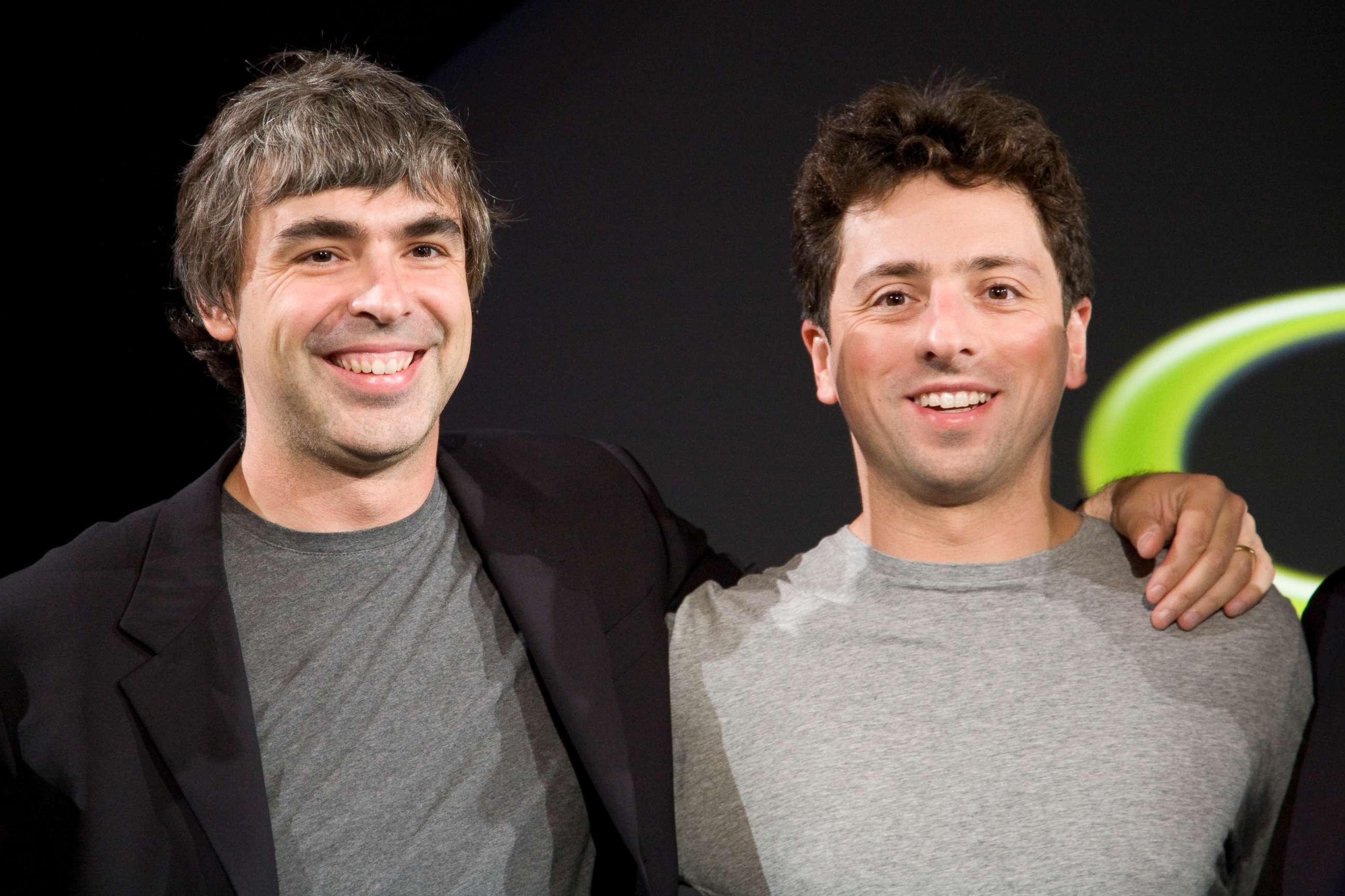 PHOTO: Larry Page and Sergey Brin, the co-founders of Google, appear at a press event in 2008.