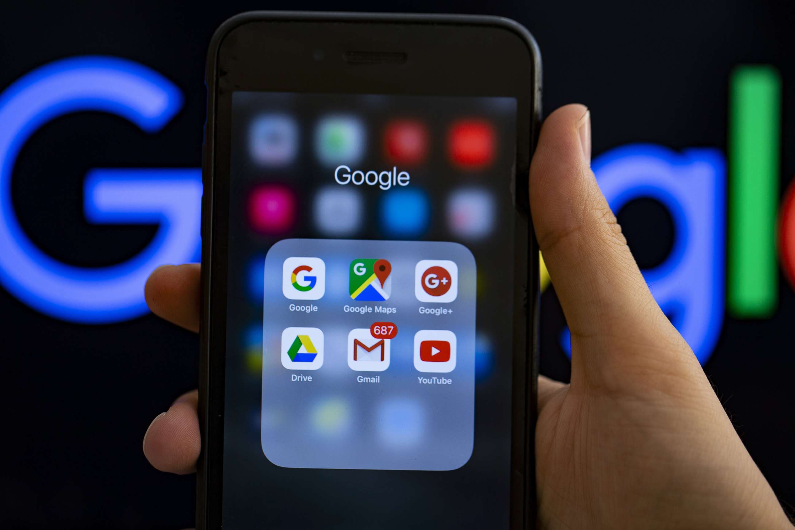 PHOTO: Google applications' logos are seen on a screen in a stock photo. 