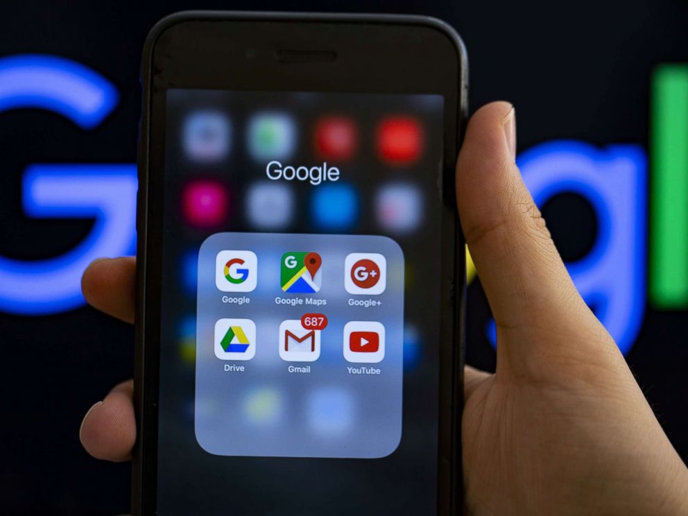 PHOTO: Google applications logos are seen on a screen in a stock photo.