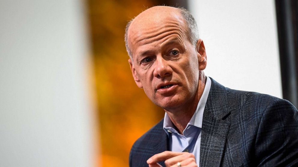 PHOTO: Greg Becker, President and CEO of Silicon Valley Bank (SVB), speaks during the Milken Institute Global Conference in Beverly Hills, Calif., May 3, 2022.