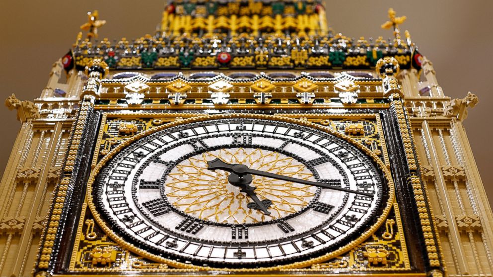 PHOTO: Lego replica of Big Ben in the entrance of the new flagship Lego store in Leicester Square on Nov. 16, 2016 in London, England. 