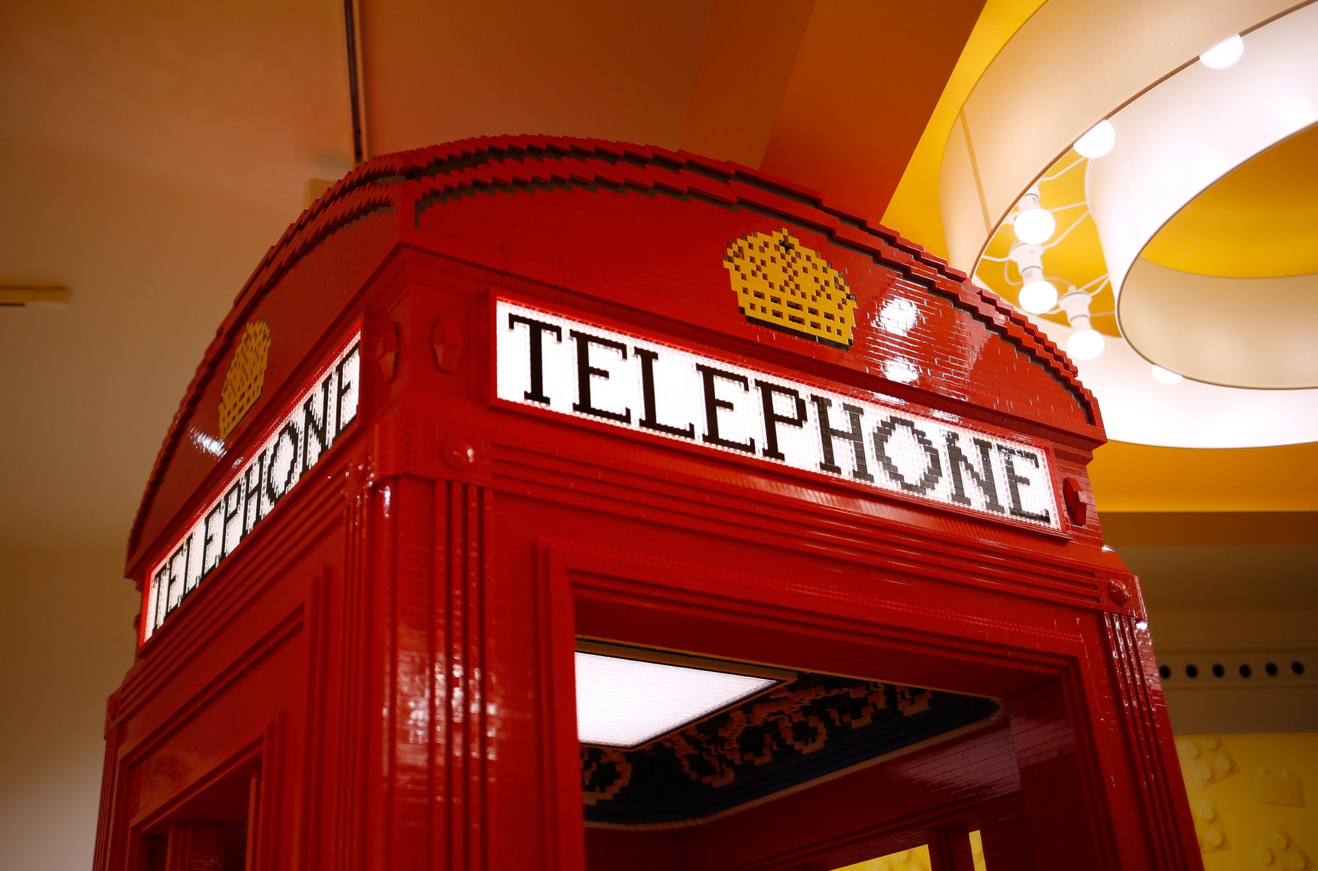 PHOTO: A life-size Lego replica of a British telephone booth at the new flagship Lego store in Leicester Square in London, Nov. 16, 2016. 