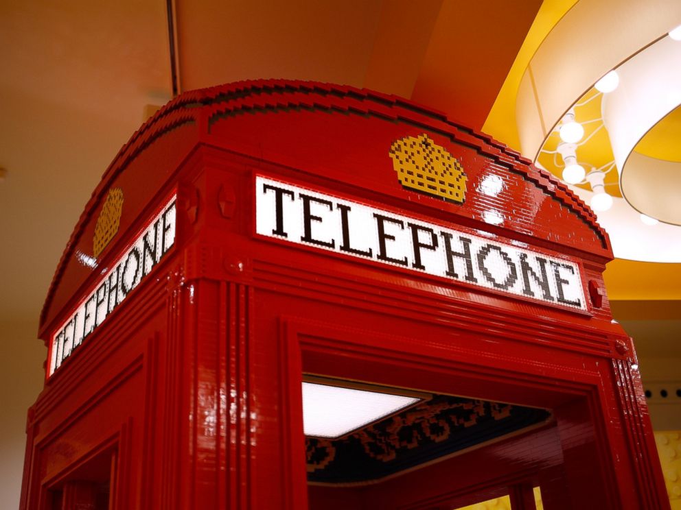 PHOTO: A life-size Lego replica of a British telephone booth at the new flagship Lego store in Leicester Square in London, Nov. 16, 2016.