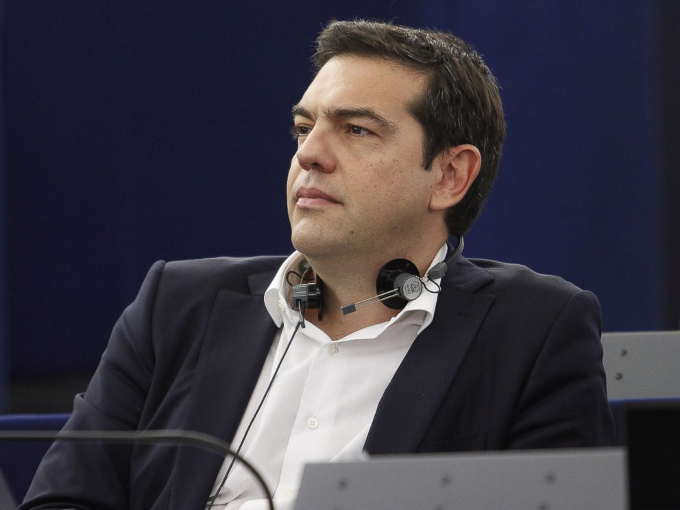 PHOTO: Greek Prime Minister Alexis Tsipras listens in the plenary hall at the European Parliament on July 8, 2015 in Strasbourg, France.