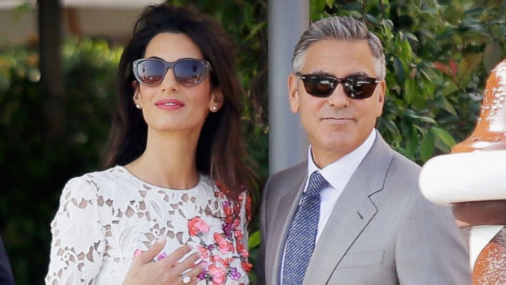 Actor George Clooney and Amal Alamuddin sighting at Hotel Cipriani September 28, 2014 in Venice, Italy.  