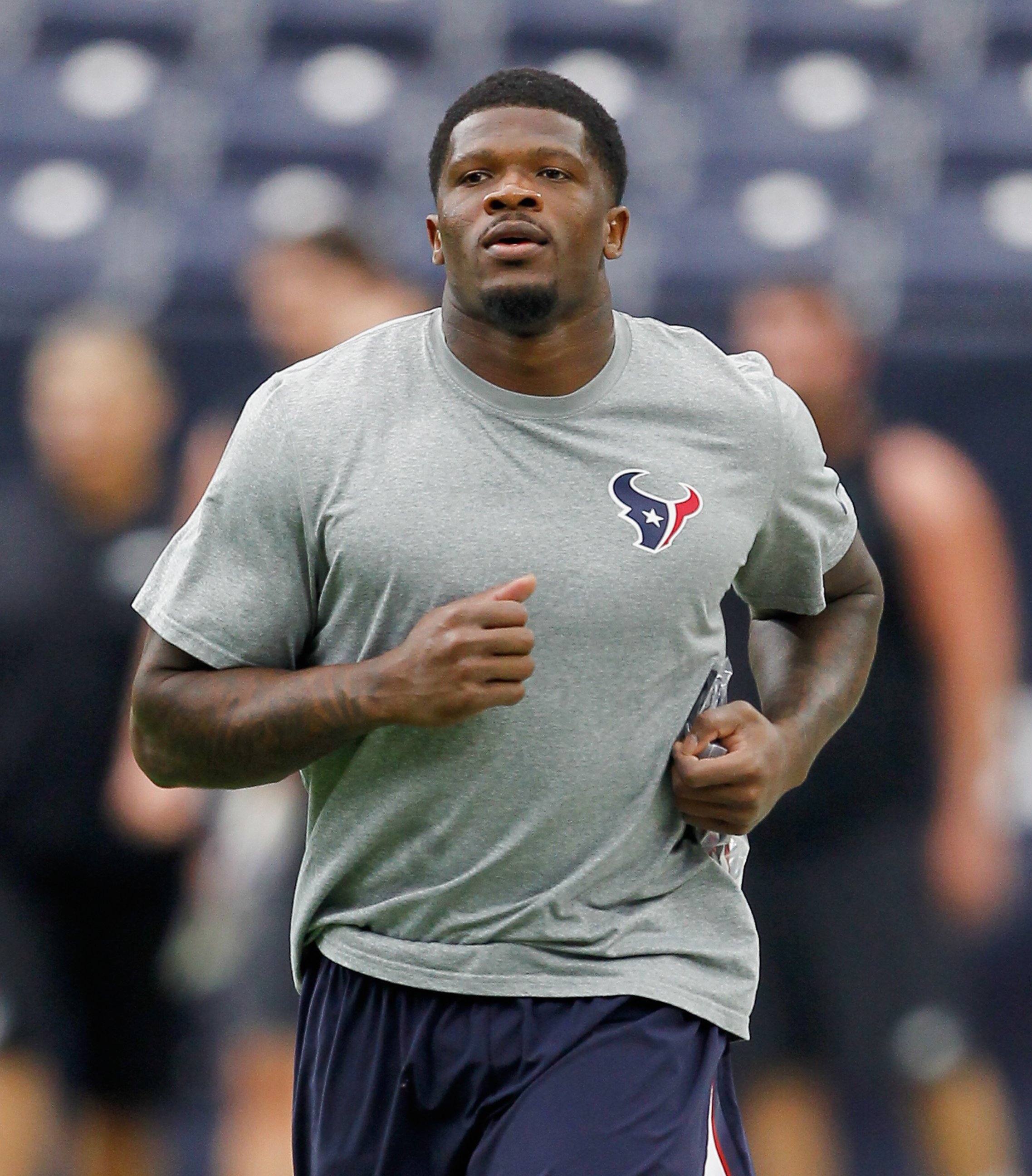 PHOTO: Andre Johnson of the Houston Texans is seen in this Nov. 2, 2014 file photo before a game against the Philadelphia Eagles in Houston, Texas.