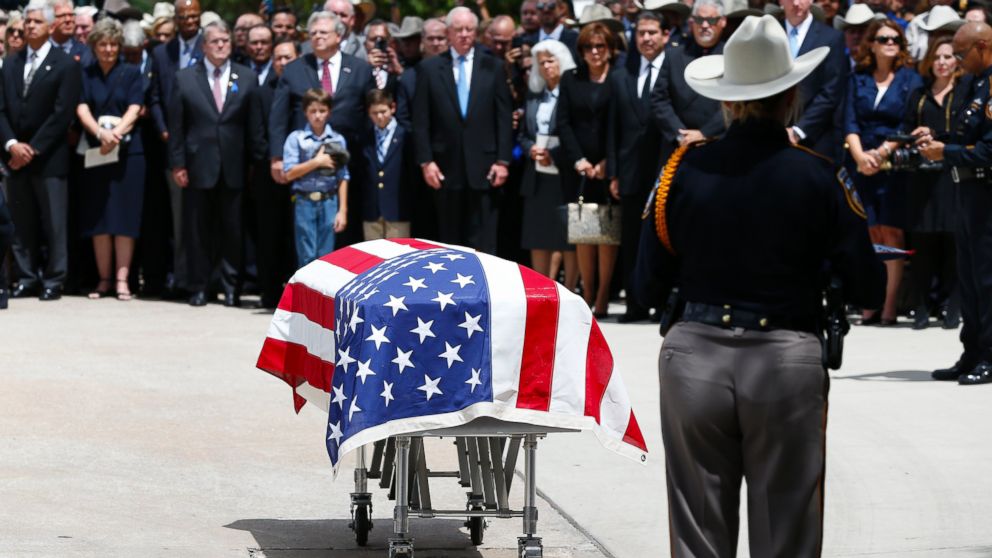 PHOTO: Harris County Sheriff's Deputy Darren Goforth's casket is seen following his funeral at Second Baptist Church on Sept. 4, 2015, in Houston, Texas.