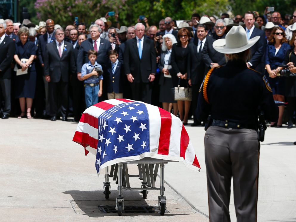 PHOTO: Harris County Sheriffs Deputy Darren Goforths casket is seen following his funeral at Second Baptist Church on Sept. 4, 2015, in Houston, Texas.