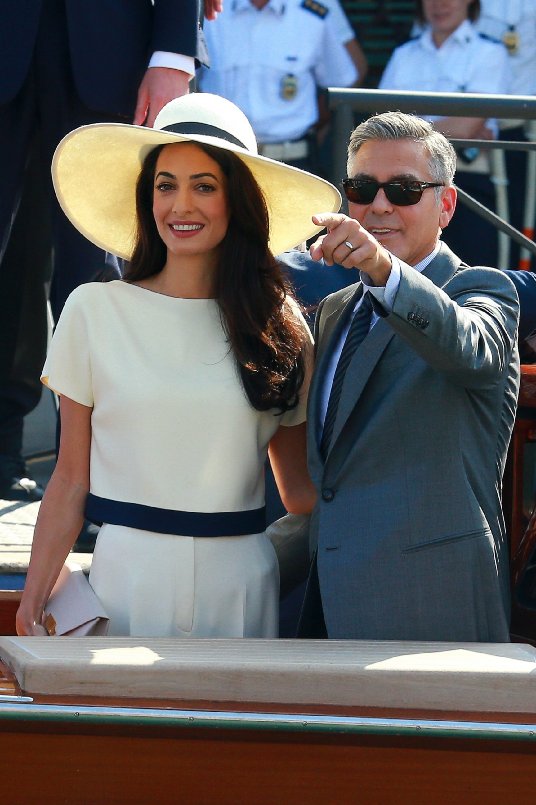 PHOTO: George Clooney and Amal Alamuddin are seen at Canal Grande on September 29, 2014 in Venice, Italy.