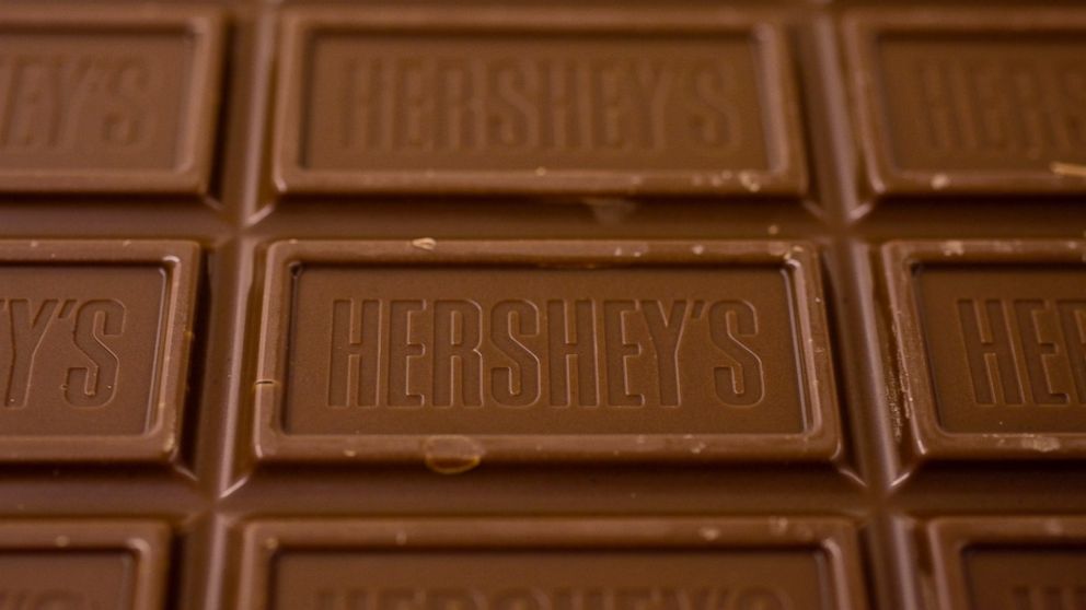 A Hershey's chocolate bar is displayed for a photograph in New York in this Jan. 14, 2010 file photo.
